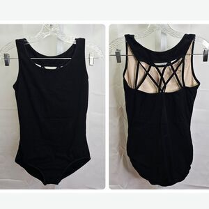 Luna Una Dancewear Black Caged Bodysuit Size Adult Medium